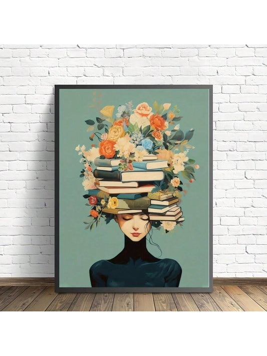 This vintage girl reading with floral crown canvas wall art is the ideal home decor for book lovers. Featuring a unique design and high-quality materials, this canvas print adds character to any room. With its subtle colors and charming aesthetic, it is perfect for creating a cozy and inviting atmosphere.