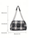 Plaid Perfection: Women's Large Handbag with Chain Strap - The Ultimate Tote Bag