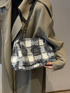 Plaid Perfection: Women's Large Handbag with Chain Strap - The Ultimate Tote Bag