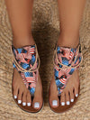 Floral Fantasy: Women's Cross-Strap Flat Sandals for Beach Vacation