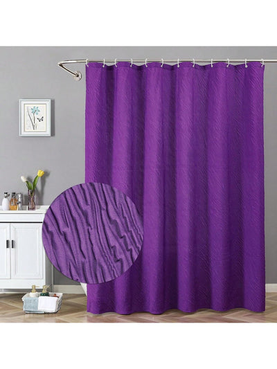 3D Textured Fabric Shower Curtain with Waterproof Finish - Complete Bathroom Upgrade