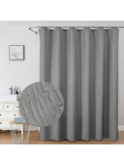 3D Textured Fabric Shower Curtain with Waterproof Finish - Complete Bathroom Upgrade