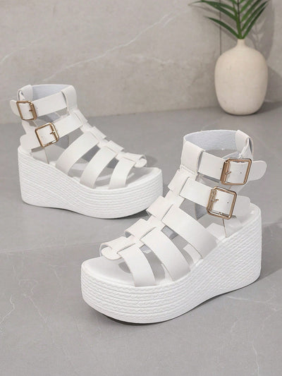 Summer Style: Women's Plus Size Waterproof Platform Wedge Sandals with Braided Straps