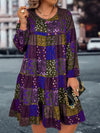 Effortlessly Chic: Plus Size Ditsy Floral Lantern Sleeve Dress with Ruffled Hem