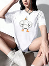 Quirky Duck Print Casual T-Shirt for Women - Perfect for Sports & Spring Adventures