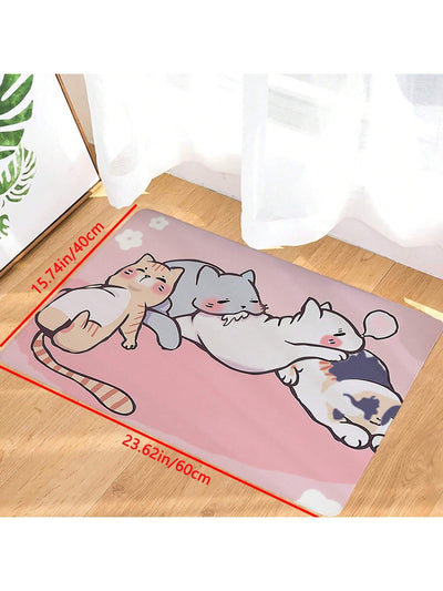 Adorable Cartoon Cat Patterned Washable Carpet - Ideal for Cozy Bedroom Decor