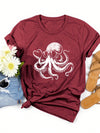 Quirky Octopus Print Casual T-Shirt - Perfect for Spring & Summer