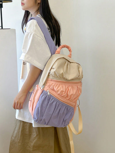 Stylish Colorblock Student Backpack: Your Perfect School or Travel Companion