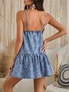 Women's Denim Spaghetti Strap Short Dress for Beach Vacation and Casual Wear