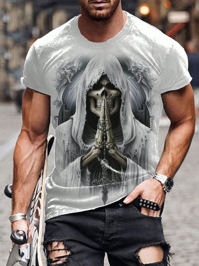 Skulls and Style: Men's Casual Short Sleeve T-Shirt for Summer