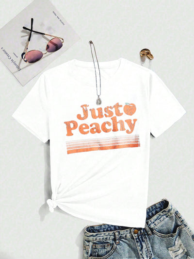 Just Peachy: Letter Graphic Tee for Effortless Style