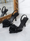 Rose Garden Strappy Stilettos: Fashionable Women's Black High Heels