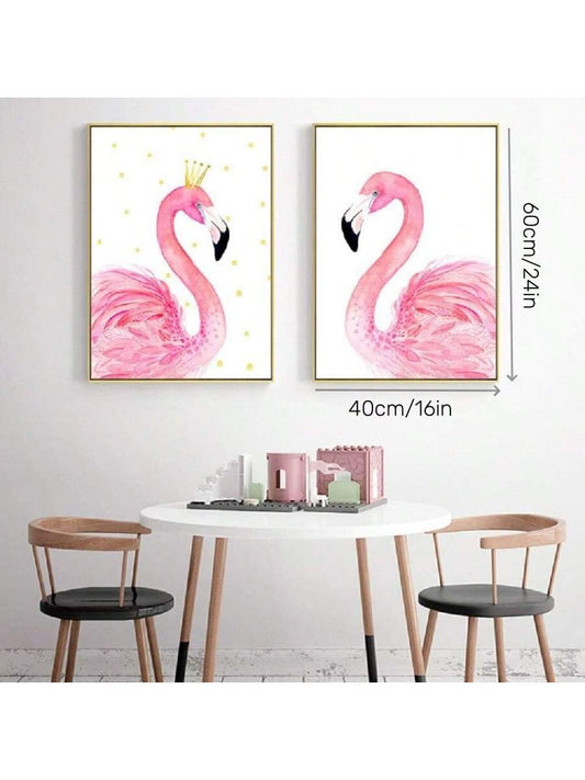 Vintage Tropical Flamingo Canvas Prints - 3 Piece Set for Home Wall Art Decor