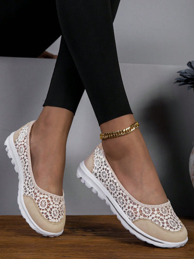 Breathable Lace Mesh Loafers: Comfort and Style in Beige