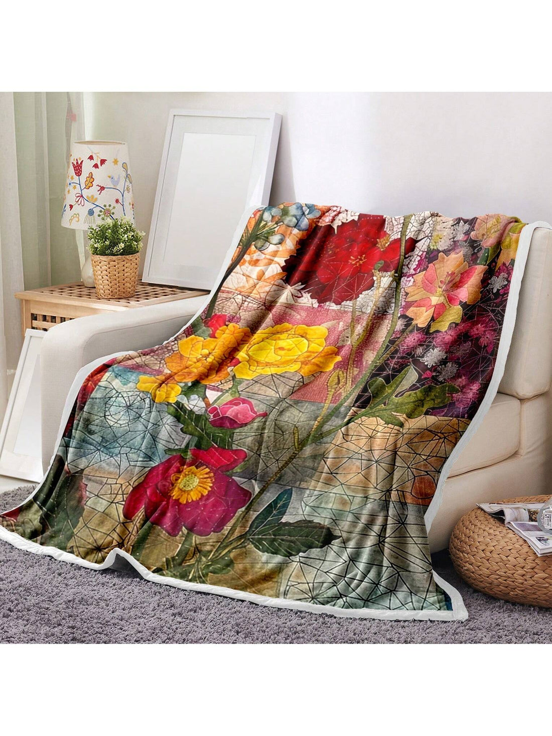 This floral patchwork wool blanket is a perfect gift for your daughter, bringing the warmth and charm of the countryside into her home. Made from soft and luxurious wool, it will keep her cozy and comfortable on chilly evenings. With its beautiful floral design, it's a gift that she will treasure for years to come.