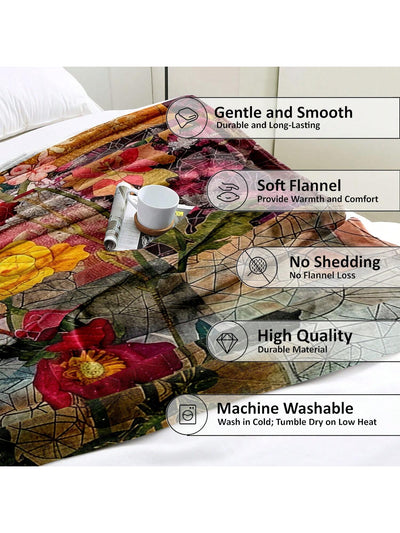 Floral Patchwork Wool Blanket: A Cozy Countryside Gift for Your Daughter