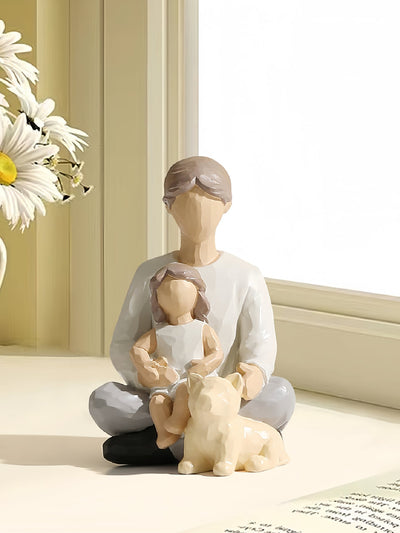 Charming Small Family Resin Statue - Perfect Decorative Accent for Home and Desk