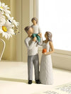 Charming Small Family Resin Statue - Perfect Decorative Accent for Home and Desk