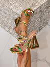 Chic Multi-Colored High-Heeled Pyramid Mules: Versatile Glamour for Every Occasion