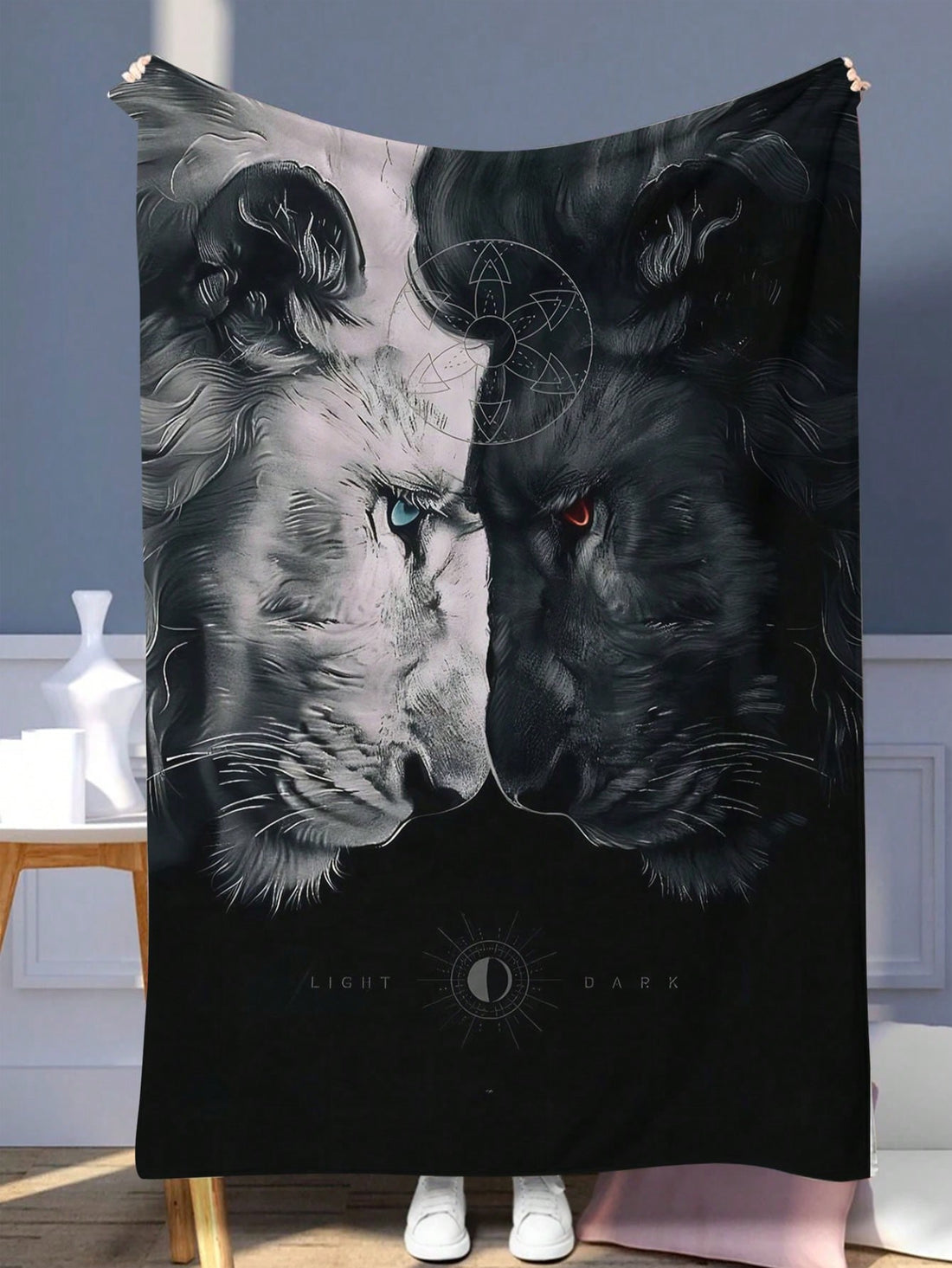 This Cozy Lion King Flannel Blanket is perfect for keeping you warm and comfortable no matter where you are. Made from high-quality flannel material, it's soft and cozy to the touch. Use it at home, in the office, or even while traveling for a touch of comfort and luxury.