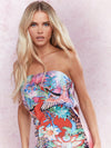 Tropical Vibes Satin Bandeau Mini Dress - Effortless Summer Style