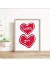 Lucky You: Hand-Drawn Red Heart Aesthetic Wall Art – Trendy Dopamine Decor for Apartment Vibes