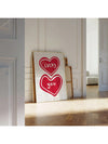 Lucky You: Hand-Drawn Red Heart Aesthetic Wall Art – Trendy Dopamine Decor for Apartment Vibes