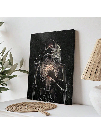 Elevate your home decor with our "Embrace the Darkness" canvas wall art featuring a striking skeleton couple. Infuse a touch of romance and edge into your space. Made with high-quality materials and expertly crafted, this piece adds instant character and depth to any room.