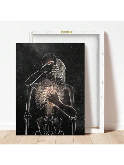 Embrace the Darkness: Skeleton Lover Canvas Wall Art for Home Decor