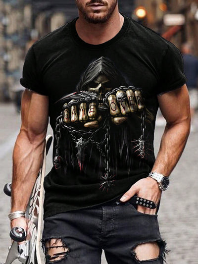 Upgrade your summer wardrobe with our Skulls and Style Men's Casual Short Sleeve T-Shirt. Featuring a trendy skull design, this t-shirt offers both style and comfort. Perfect for any casual occasion, it's a must-have for your summer wardrobe.