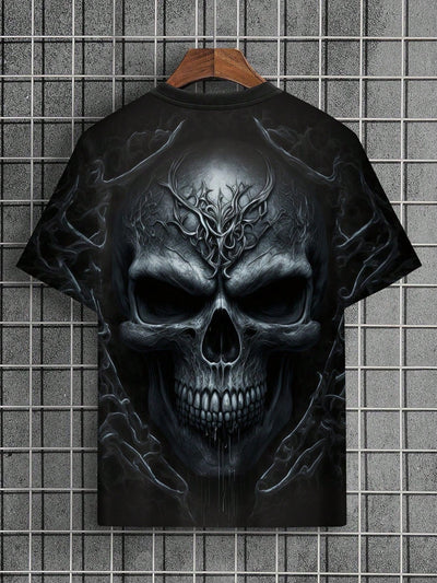 Summer Style: Men's Casual Skull Print Crew Neck Short Sleeve T-Shirt