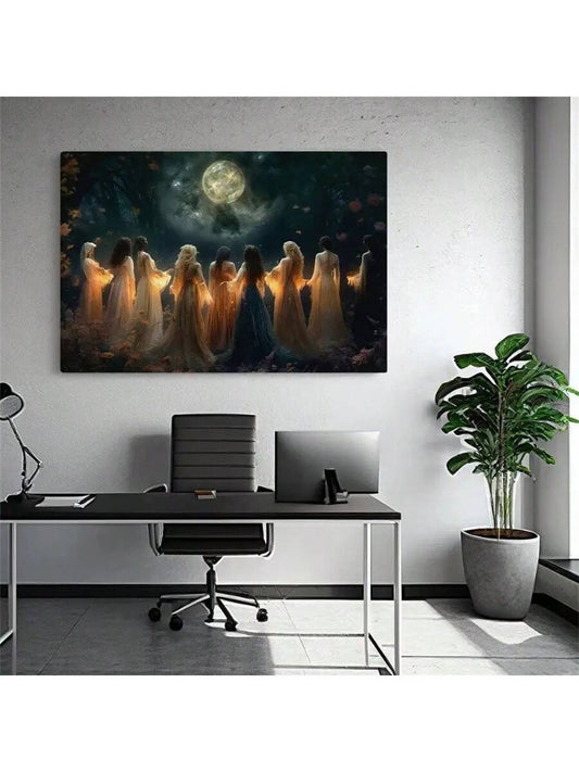 Summoning Moonlight Halloween Canvas - Spooky Wall Art for Home and Office