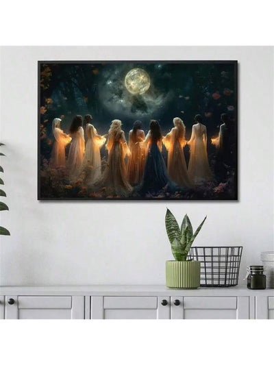 Elevate your Halloween decorations with the Summoning Moonlight Halloween Canvas. This spooky wall art is perfect for both home and office décor. Expertly crafted, it features a mysterious moonlit forest scene that will add an eerie touch to any room. Made with high-quality canvas, this piece is sure to impress.