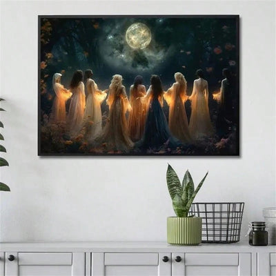 Summoning Moonlight Halloween Canvas - Spooky Wall Art for Home and Office