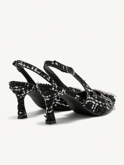 Halloween Stiletto Shoes: Black & White Fashionable Pointed-Toe Staple