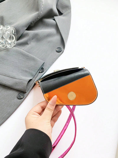 Summer Chic: Colorblock Patent Leather Crossbody Phone Case & Coin Purse