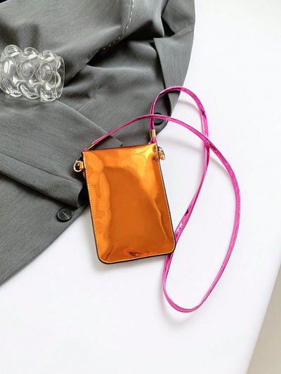 Summer Chic: Colorblock Patent Leather Crossbody Phone Case & Coin Purse