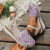 Chic Plus Size Wedge Heel Floral Sandals: Elevate Your Style with High Heeled Open Toe Shoes