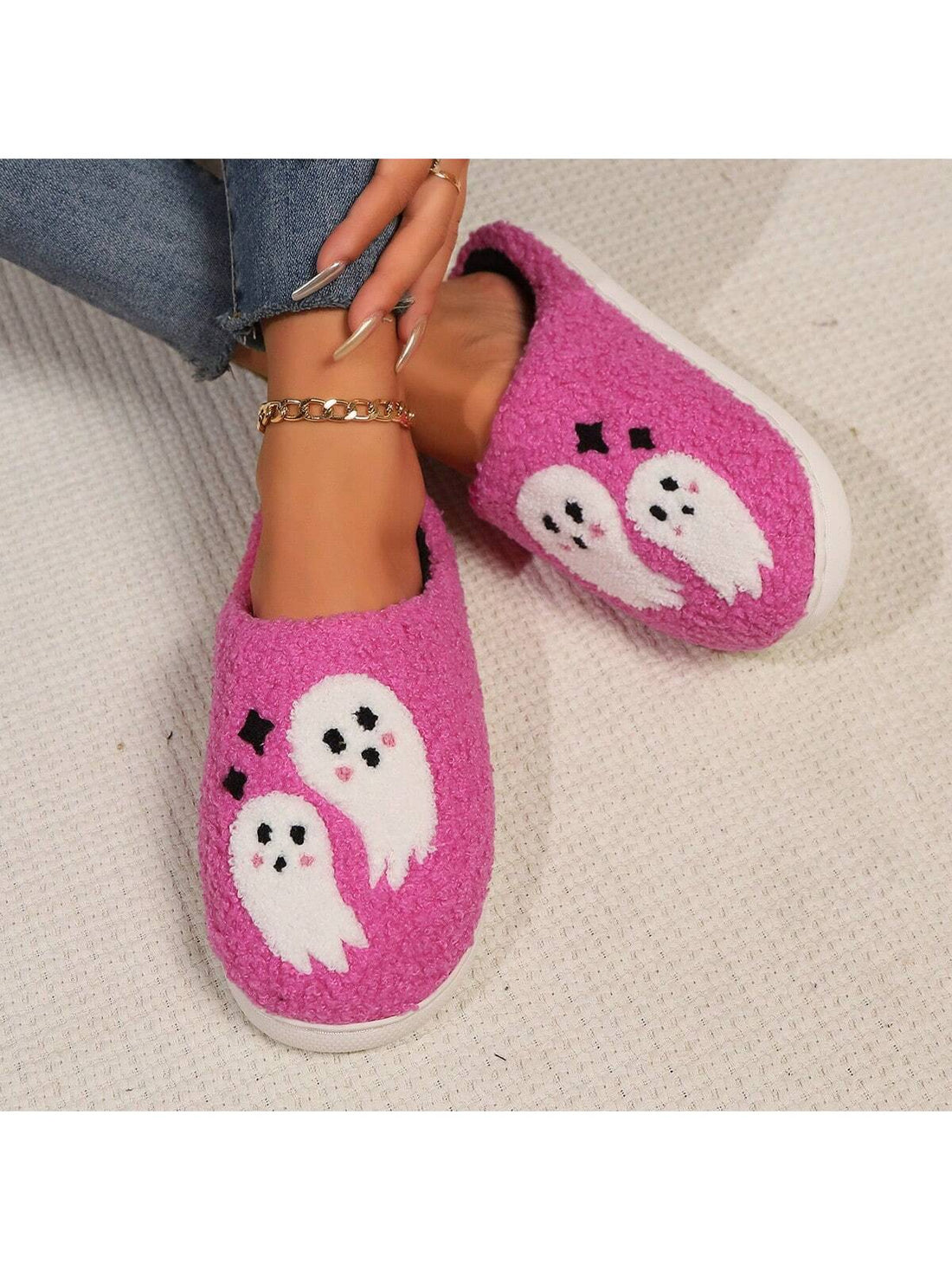 Step into spooky comfort with our Pink Ghost Shaped Anti-Slip Home Wear Slippers. Featuring a unique and fun design, these slippers are perfect for Halloween and provide anti-slip protection for your home. Made with high-quality materials, these slippers are a treat for your feet.