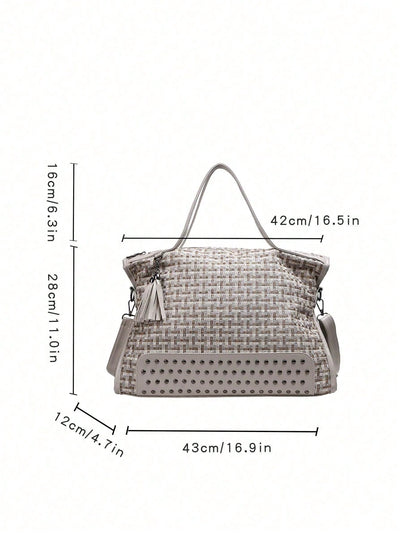 Stylish Vintage Rivet and Tassel Tote Bag for the Fashionable Commuter