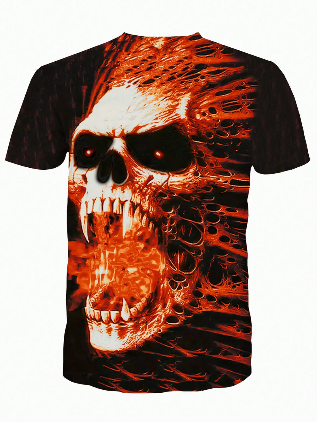 Introducing the Men's Bold Skull Head Print Summer Tshirt. With a striking skull head design, this tshirt is perfect for adding a bold and edgy touch to your summer wardrobe. Made with high-quality fabric, it's not only stylish but also comfortable to wear. Elevate your style game with this must-have tshirt.