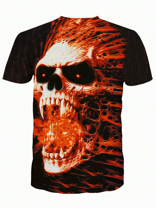 Men's Bold Skull Head Print Summer Tshirt