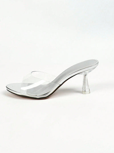 Elevate Your Style: British-Inspired Mid Heel Transparent Sandals for Effortless Elegance