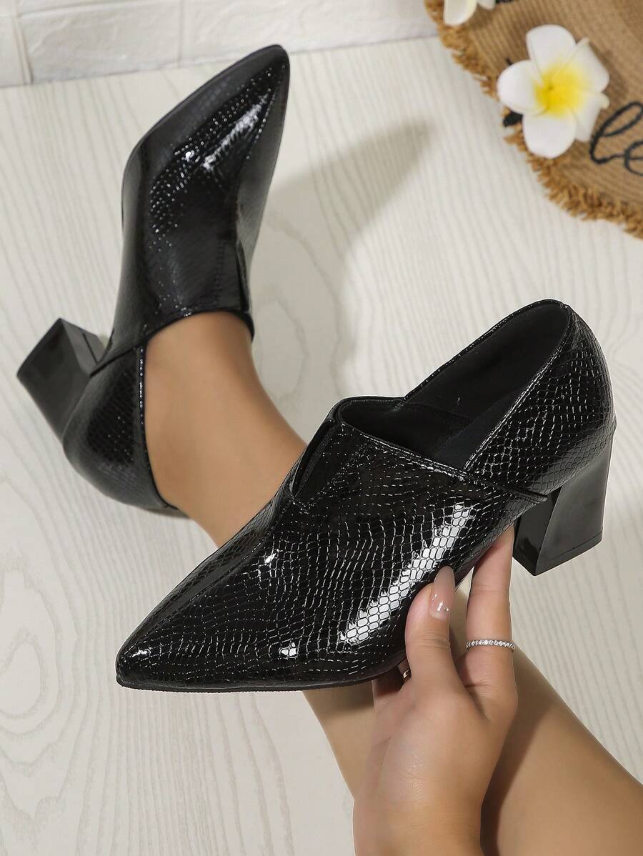 Detail view 4 of Stylish Pointed Toe Chunky Heel Pumps for Women - Comfortable High Heels for Spring, Summer, and Autumn for shoes styling