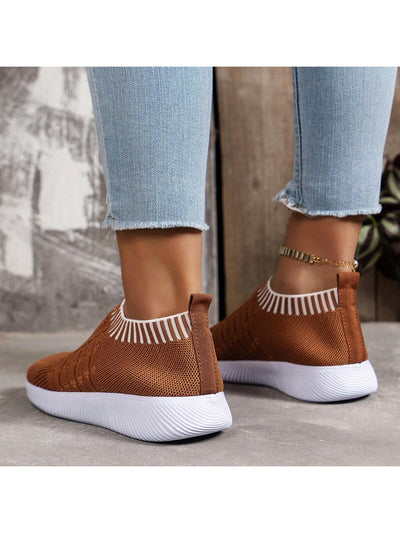 Fashion-Forward Knit Sneakers with Striped Design for Year-Round Outdoor Adventures