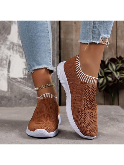 Fashion-Forward Knit Sneakers with Striped Design for Year-Round Outdoor Adventures