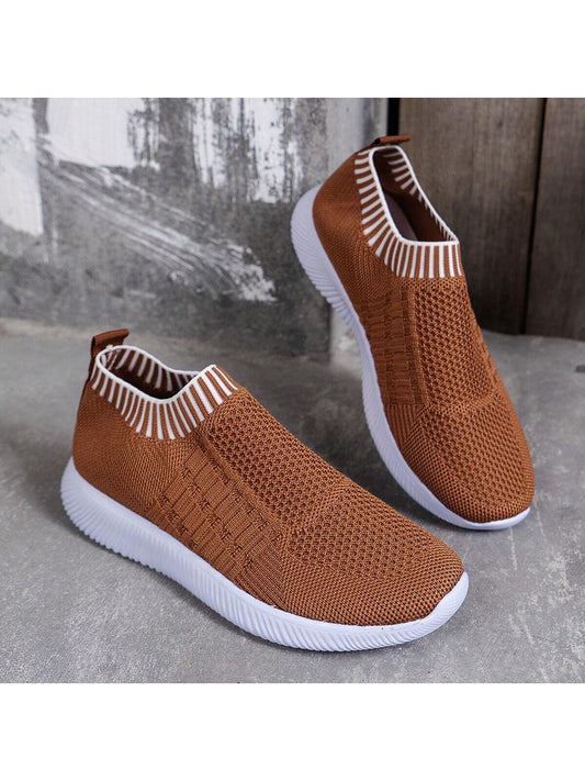 Fashion-Forward Knit Sneakers with Striped Design for Year-Round Outdoor Adventures