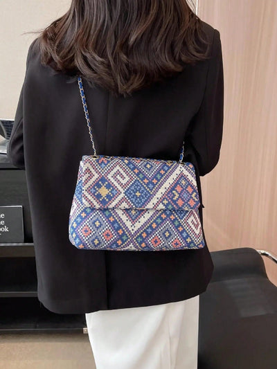 Chic Geometric Square Crossbody Shoulder Bag: Elevate Your Style with Chain Strap