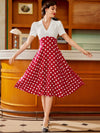 Vintage-Inspired Elegant Polka Dot Swing Dress for Women - Perfect for Spring/Summer Weddings and Events