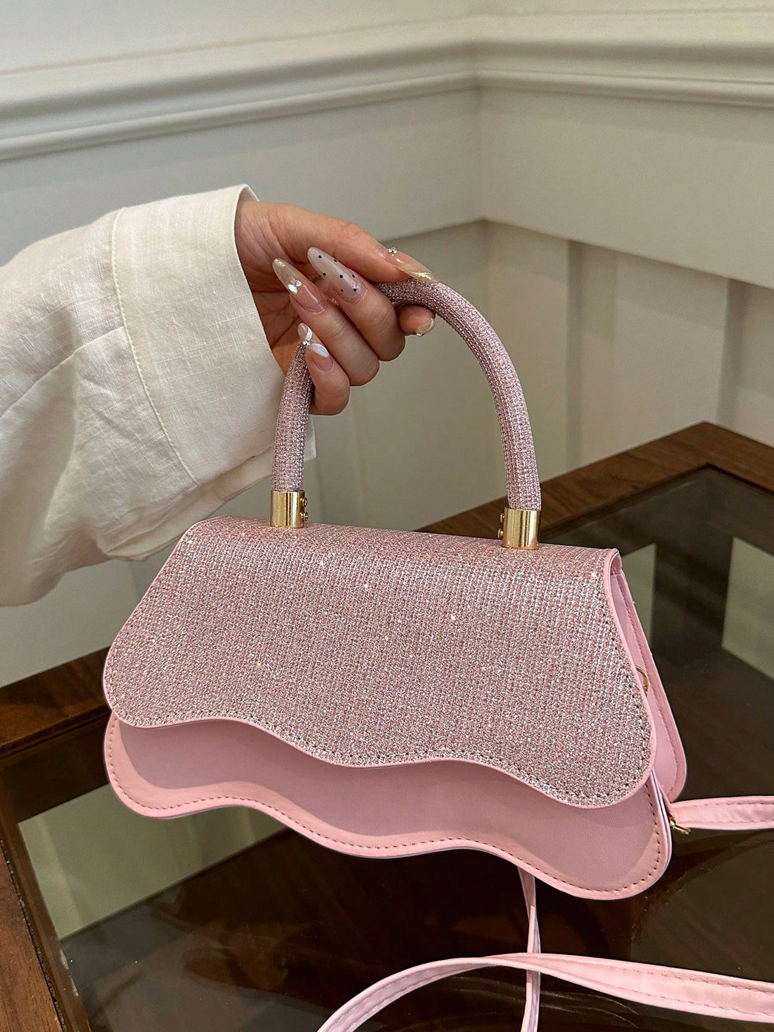 Introducing the Chic Lace Flap Handbag: the perfect accessory for any place and every occasion. The elegant lace flap design adds a touch of sophistication while the spacious interior allows for easy organization. With this handbag, you'll always be on trend and prepared for any event.